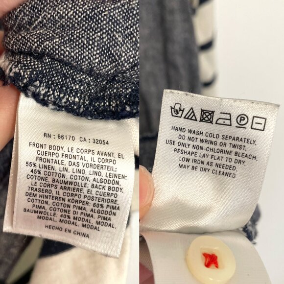 POSTMARK ANTHROPOLOGIE ANTHRO Rowena Tunic White Navy Blue Striped Chambray Top - Picture 7 of 16